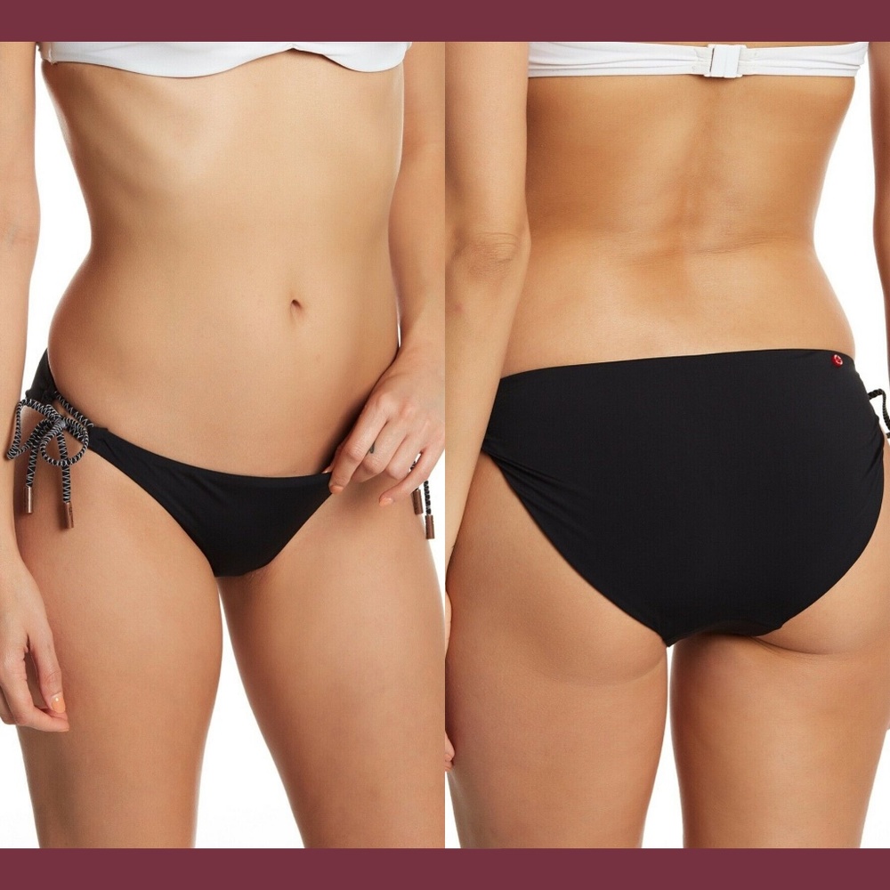 NWT $65 Red Carter Drawstring Hipster Bikini Bottoms in‎ Black [ Small S/6 ]